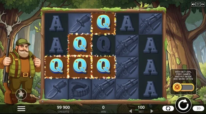 Hunt the Bucks – основен игрален екран 5x4 с горски животни и Coin знаци